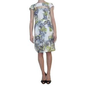 Allessandro Dell'Acqua Cap Sleeve Sheer Panels Side Slits Zip Dress Green 40/6